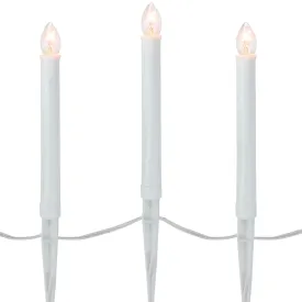 10 White C7 Candle Pathway Markers Christmas Lights - 8" White Wire