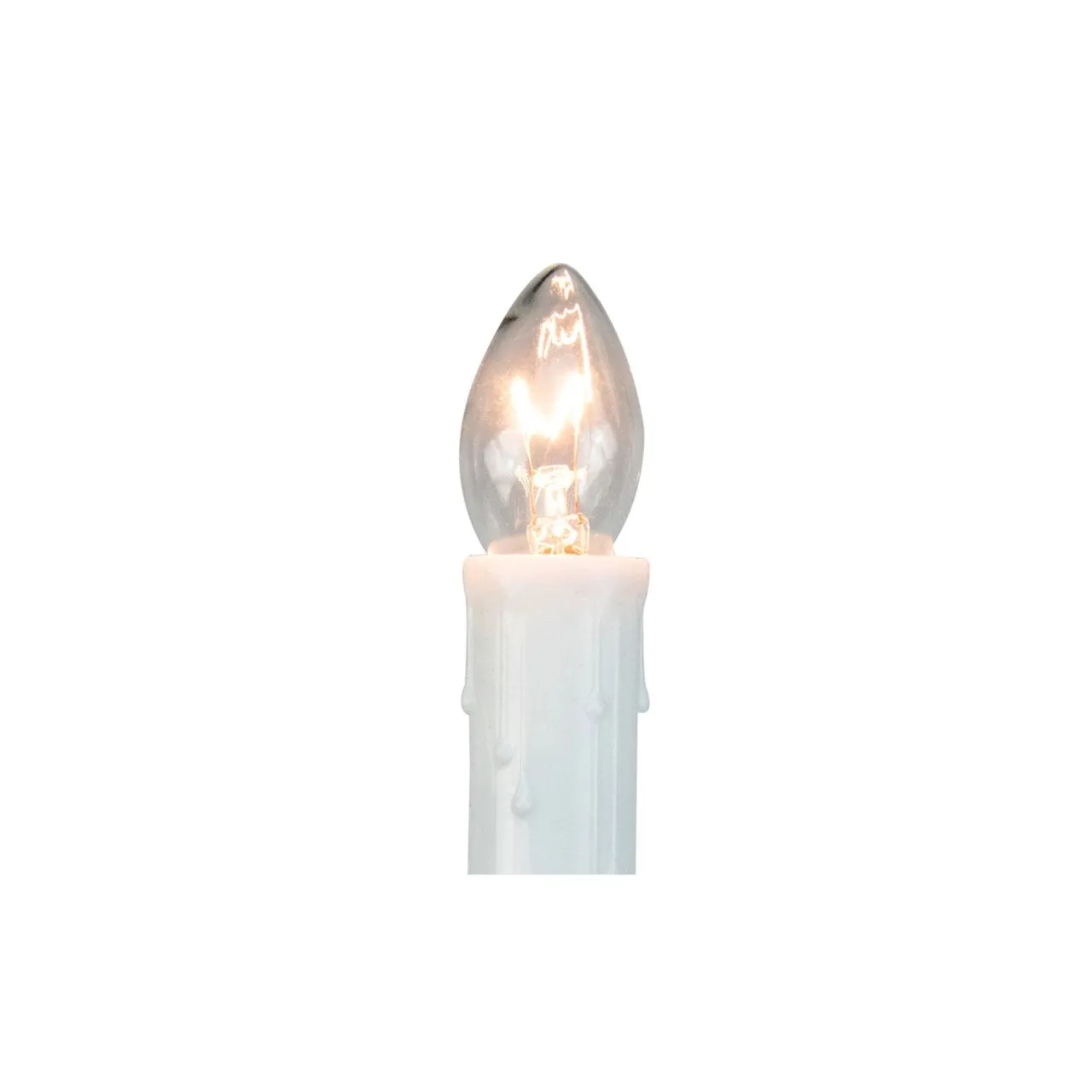 10 White C7 Candle Pathway Markers Christmas Lights - 8" White Wire