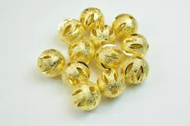 100 PCs Gold Plated Carved Round Beads 8mm/10mm Diamond Cut