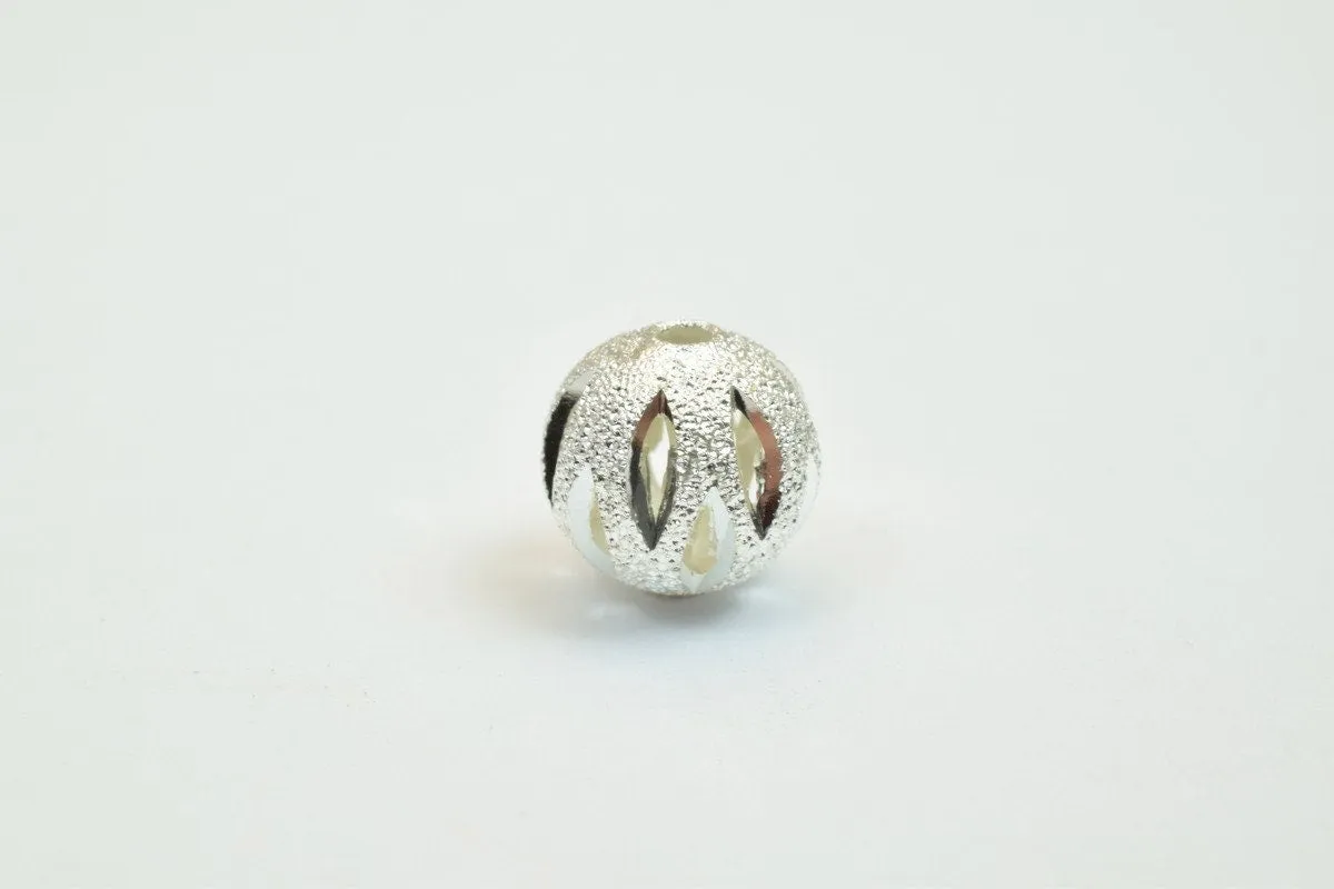 100 PCs Silver Plated Carved Round Beads 8mm/10mm Diamond Cut