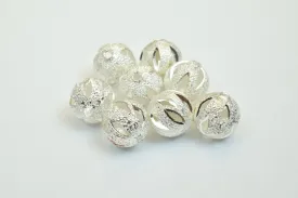 100 PCs Silver Plated Carved Round Beads 8mm/10mm Diamond Cut