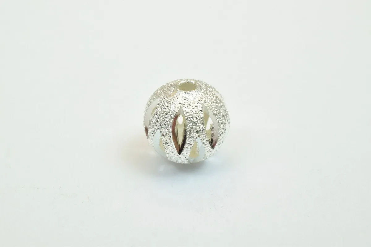 100 PCs Silver Plated Carved Round Beads 8mm/10mm Diamond Cut