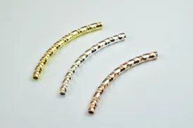 12 PCs Curve Tube Jewelry Finding Beads  3x40mm/3x45mm/3x50mm Diamond Cut Gold/Silver/ RoseGold For Jewelry Making