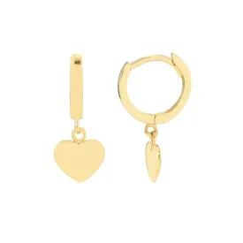 14K Yellow Gold Heart Earrings