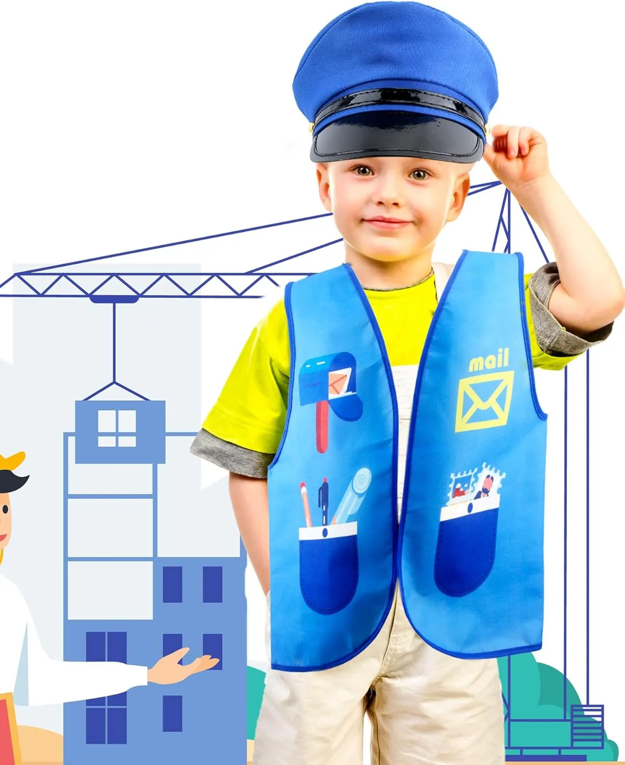 16 Pcs Kid Career Role Play Vest Costume Construction Fireman Police Soldier Vest Bulk for Kid Halloween Cosplay