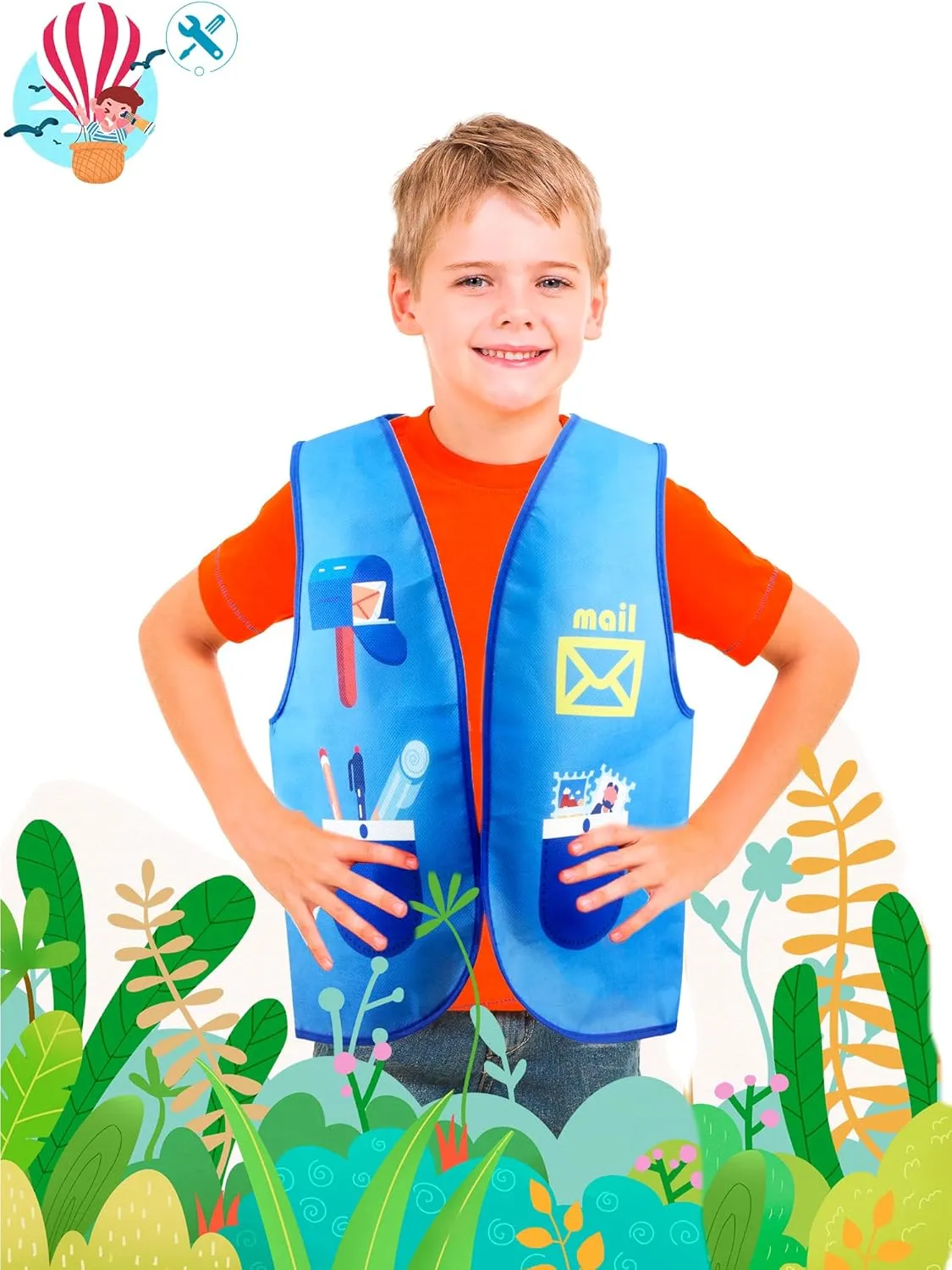 16 Pcs Kid Career Role Play Vest Costume Construction Fireman Police Soldier Vest Bulk for Kid Halloween Cosplay
