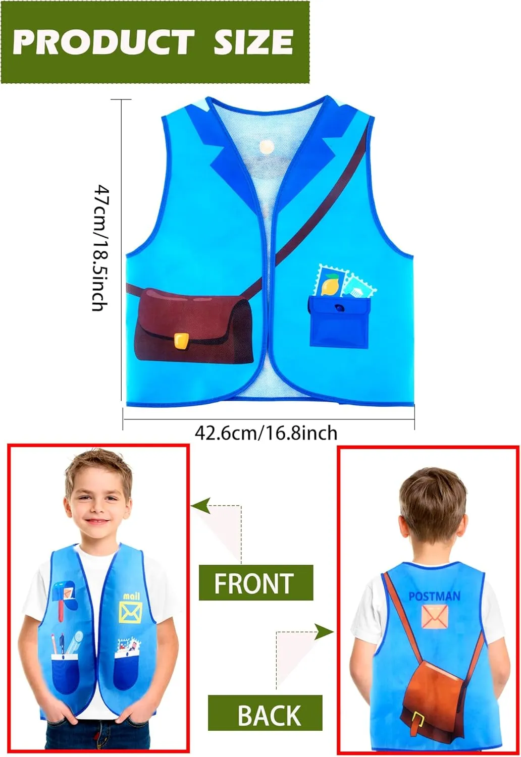 16 Pcs Kid Career Role Play Vest Costume Construction Fireman Police Soldier Vest Bulk for Kid Halloween Cosplay