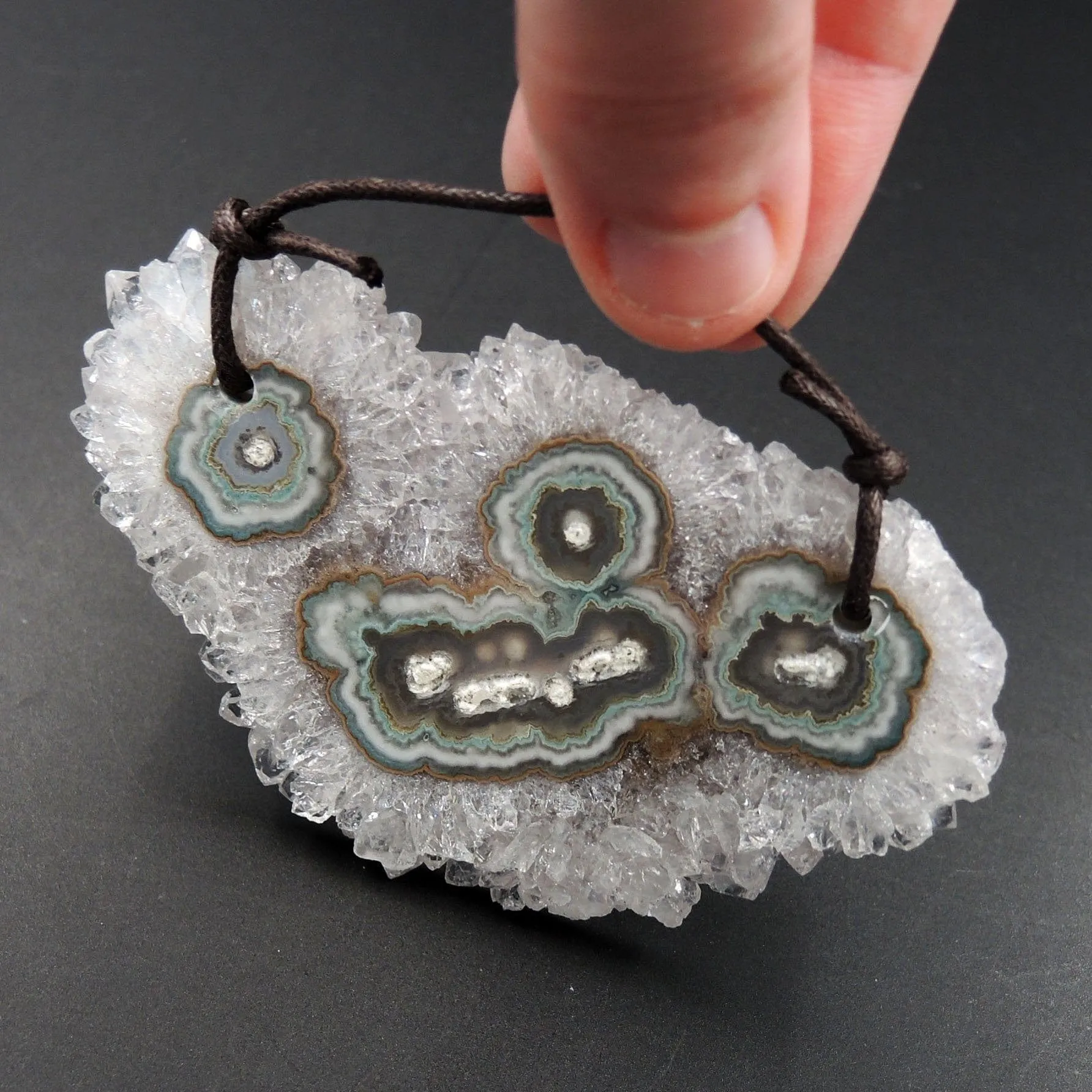 2 Hole Pendant Amethyst Stalactite Flower Pendant Drilled Stalactite Slice Freeform Irregular Natural Gemstone Pendant Bead P1608