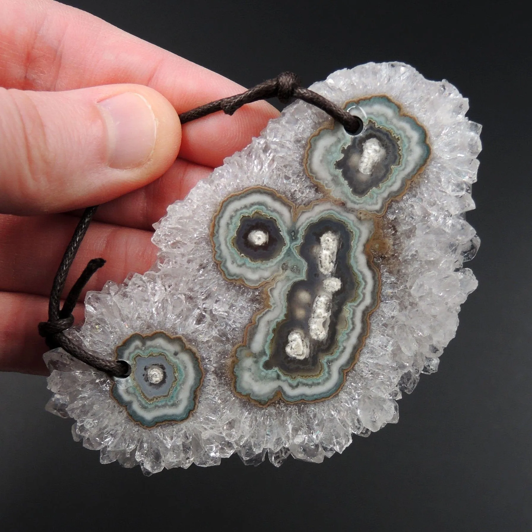 2 Hole Pendant Amethyst Stalactite Flower Pendant Drilled Stalactite Slice Freeform Irregular Natural Gemstone Pendant Bead P1608