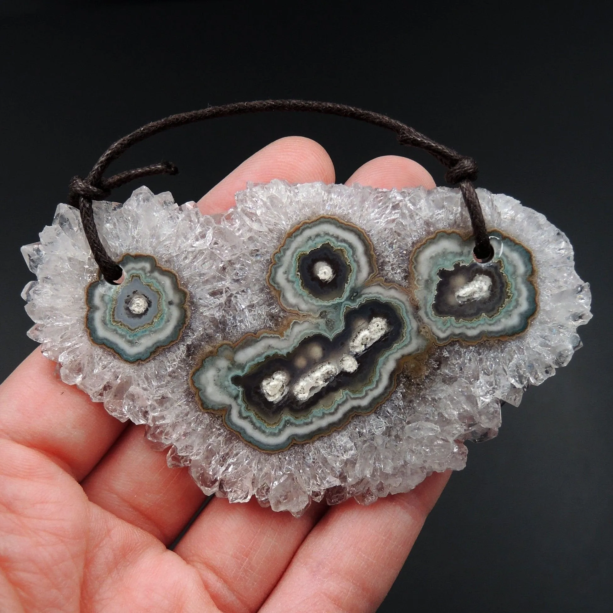 2 Hole Pendant Amethyst Stalactite Flower Pendant Drilled Stalactite Slice Freeform Irregular Natural Gemstone Pendant Bead P1608