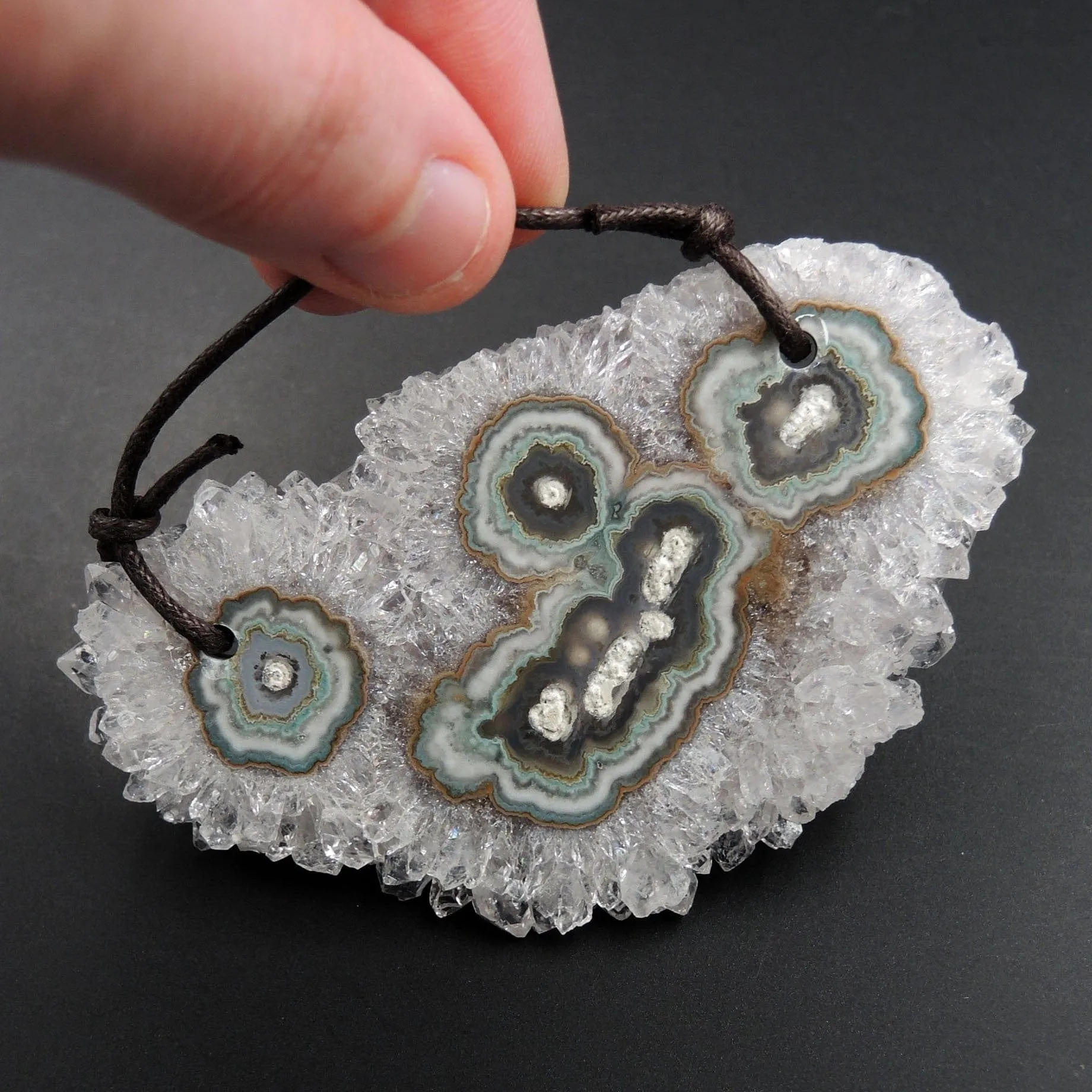 2 Hole Pendant Amethyst Stalactite Flower Pendant Drilled Stalactite Slice Freeform Irregular Natural Gemstone Pendant Bead P1608