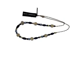 28" Purple and Navy Flower Necklace--Czech Glass Beads