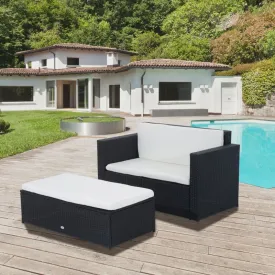 2pc Outdoor Wicker Patio Sofa Furniture Set