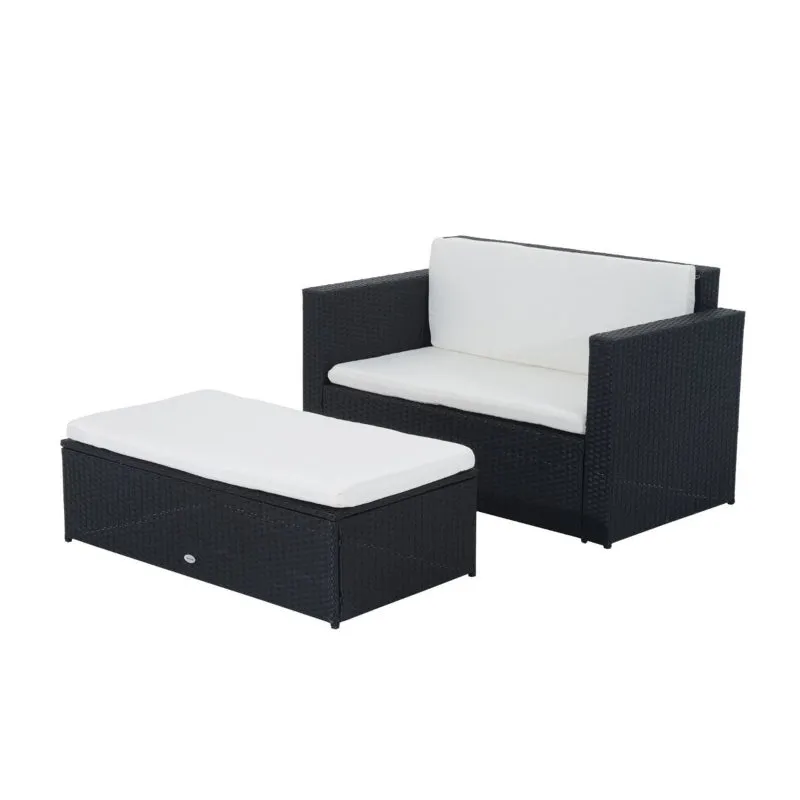 2pc Outdoor Wicker Patio Sofa Furniture Set