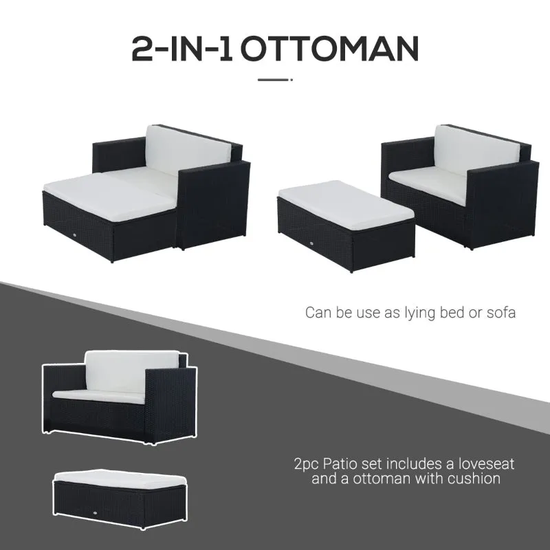 2pc Outdoor Wicker Patio Sofa Furniture Set