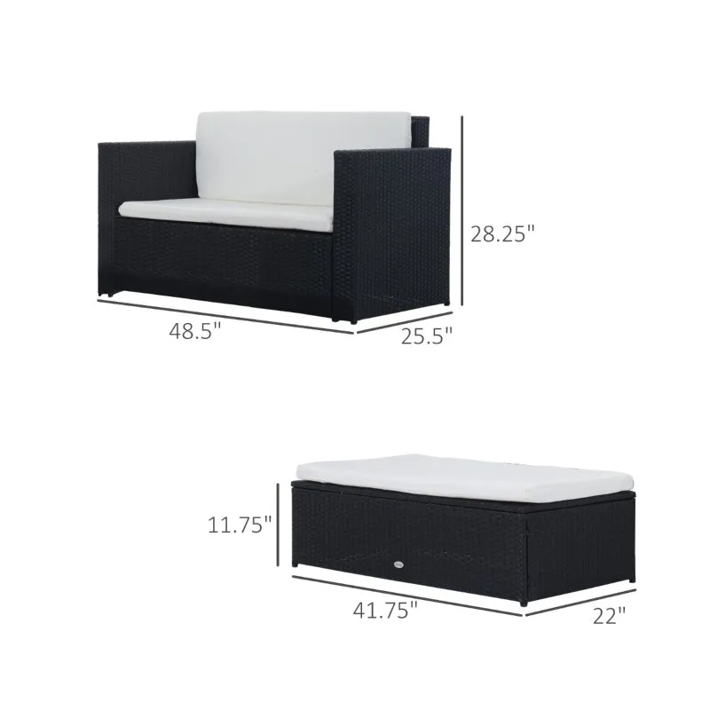 2pc Outdoor Wicker Patio Sofa Furniture Set
