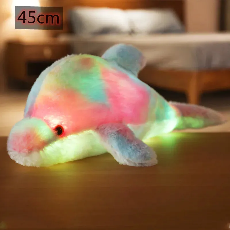 30/45cm Glowing Dolphin Plush Doll Luminous Pillow Cushion Colorful LED Light Animal Stuffed Toys Gift For Children Kids Girls