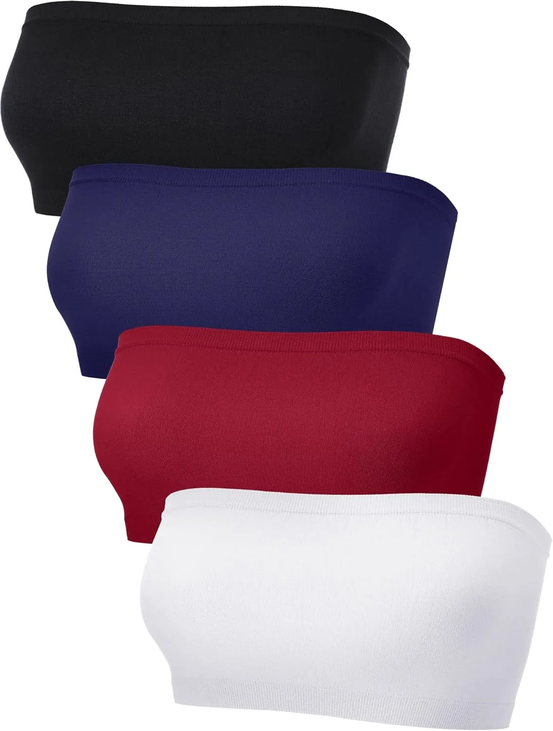 4 Pieces Women's Bandeau Bra Strapless Bralette Seamless Bandeau Non-Padded Stretch Top Bra