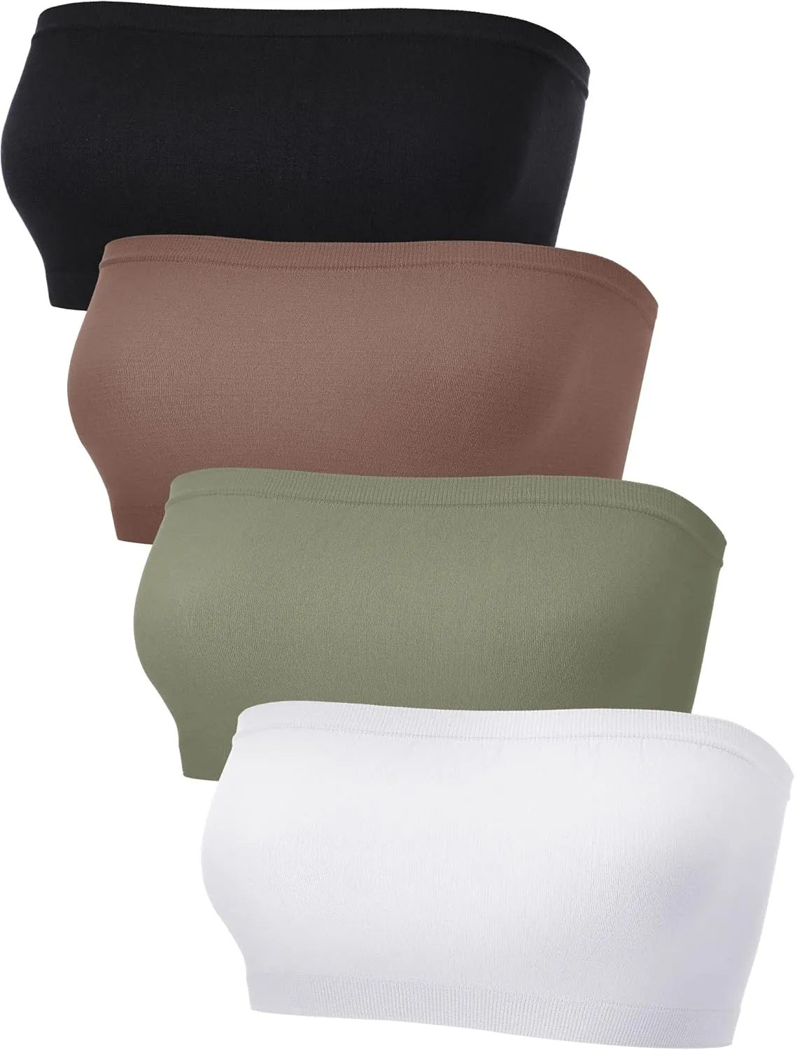 4 Pieces Women's Bandeau Bra Strapless Bralette Seamless Bandeau Non-Padded Stretch Top Bra