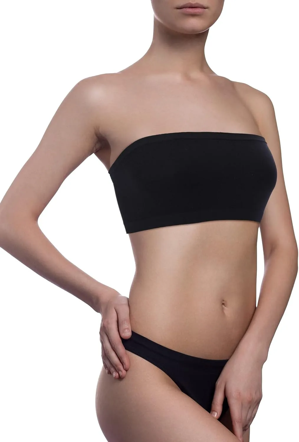 4 Pieces Women's Bandeau Bra Strapless Bralette Seamless Bandeau Non-Padded Stretch Top Bra