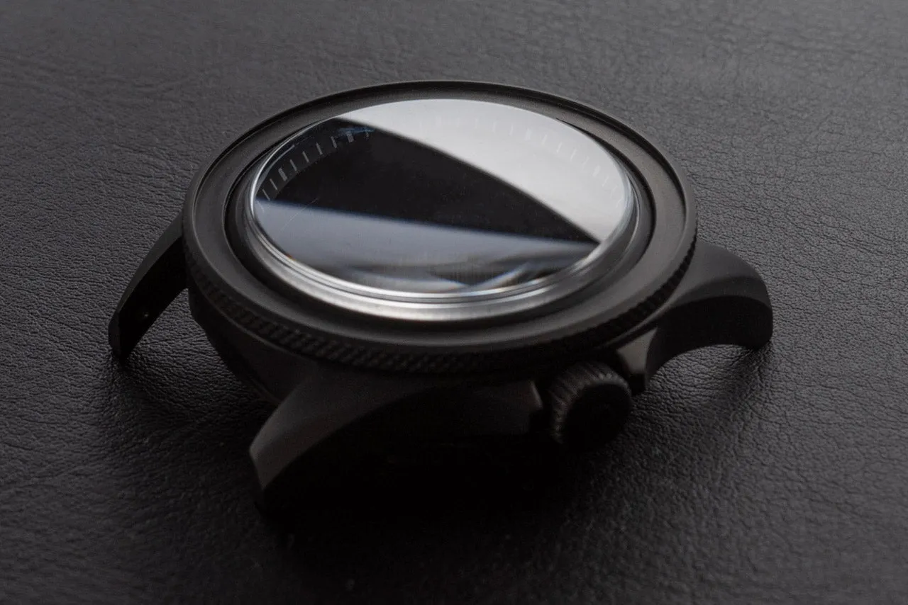 42mm DWC Black Diver Case - Knurled Bezel variant - PVD Black Stainless Steel - Sapphire Dome (DWC-CD-01)
