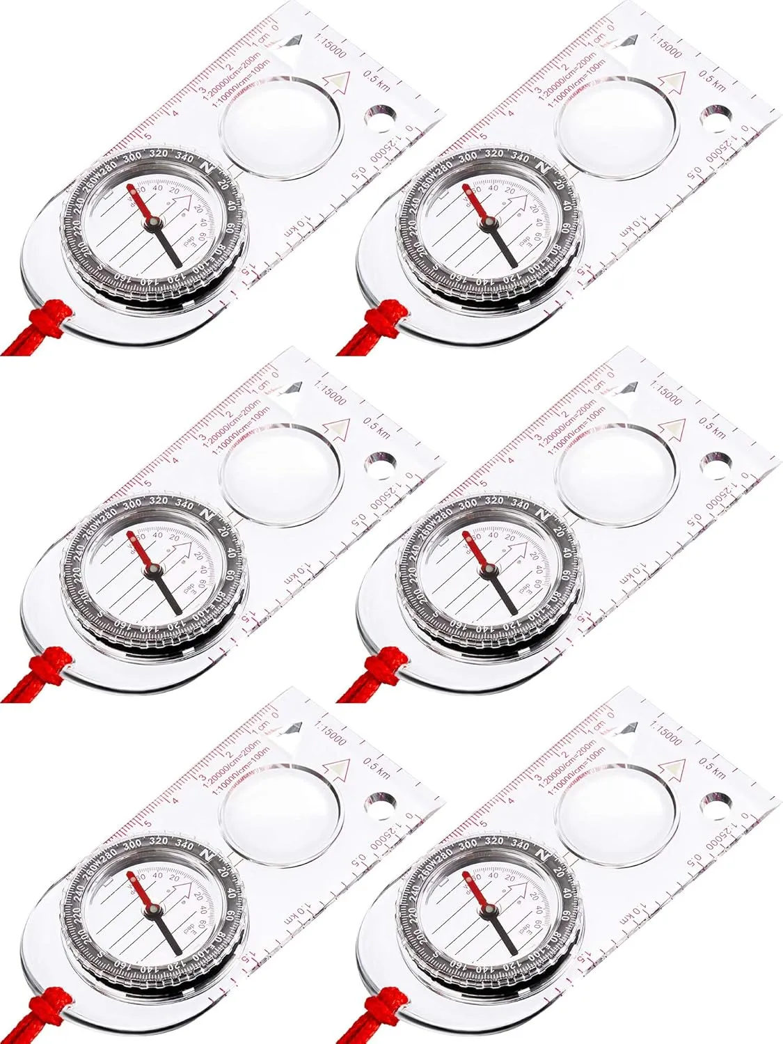 6 Pieces Orienteering Compass Hiking Navigation Backpacking Compass Map Reading for Scout Outdoor Camping Survival Gifts