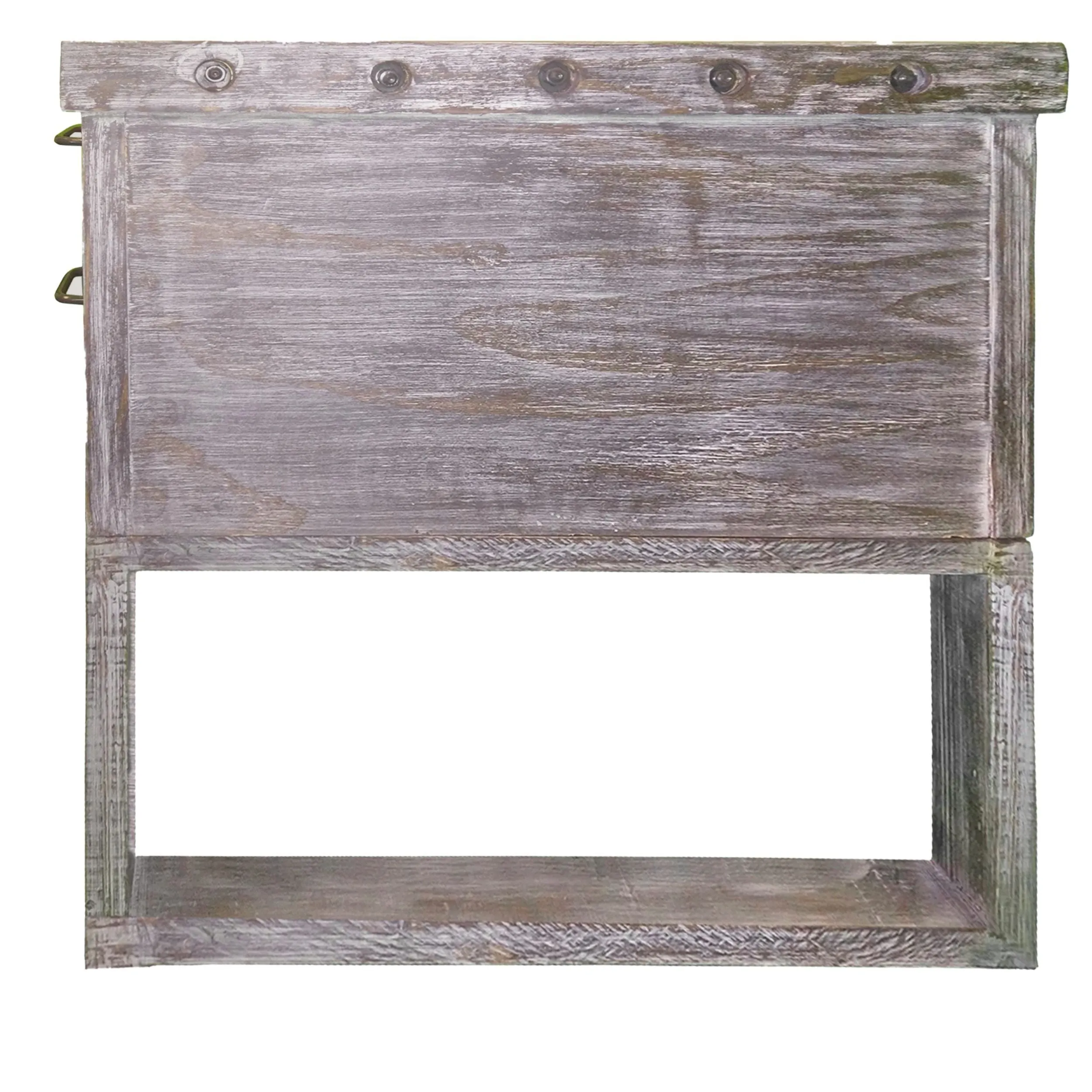 61 Inch Rustic Style Home Office Desk, Brazilian Pine, 4 Drawers, Distressed Gray