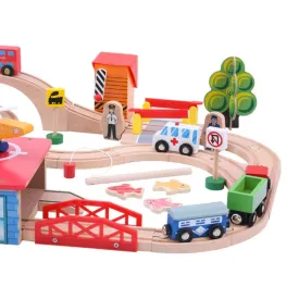 69 Pieces Beech Wood Train Track Set