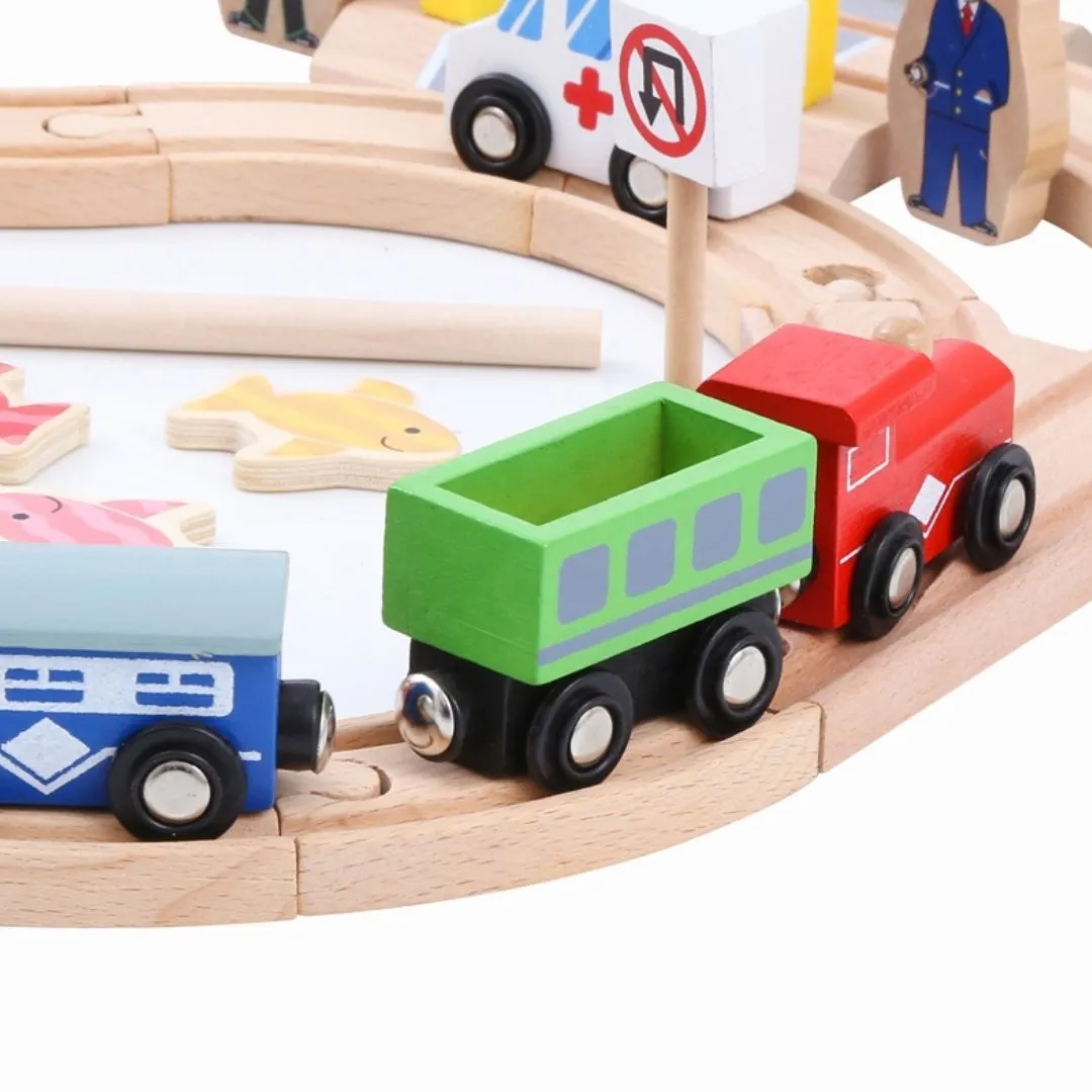 69 Pieces Beech Wood Train Track Set