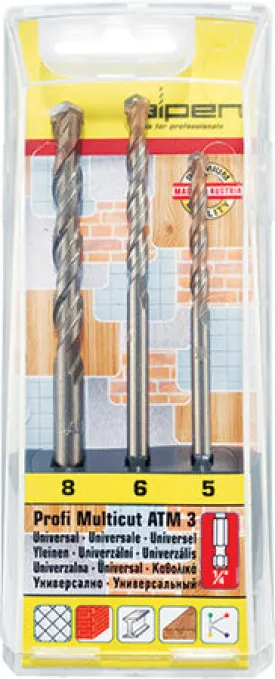 Alpen Multicut Drill Bit Set 3 Piece Hex Shank 5 6 8Mm