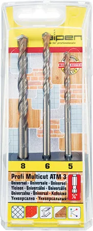 Alpen Multicut Drill Bit Set 3 Piece Hex Shank 5 6 8Mm