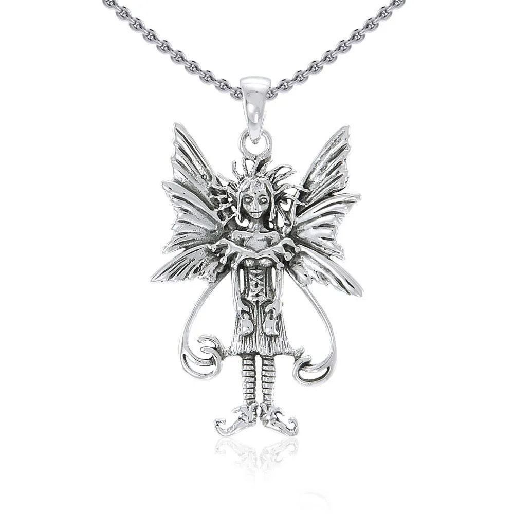 Amy Brown Caffeine Overload Fairy Sterling Silver Jewelry Pendant TP1661
