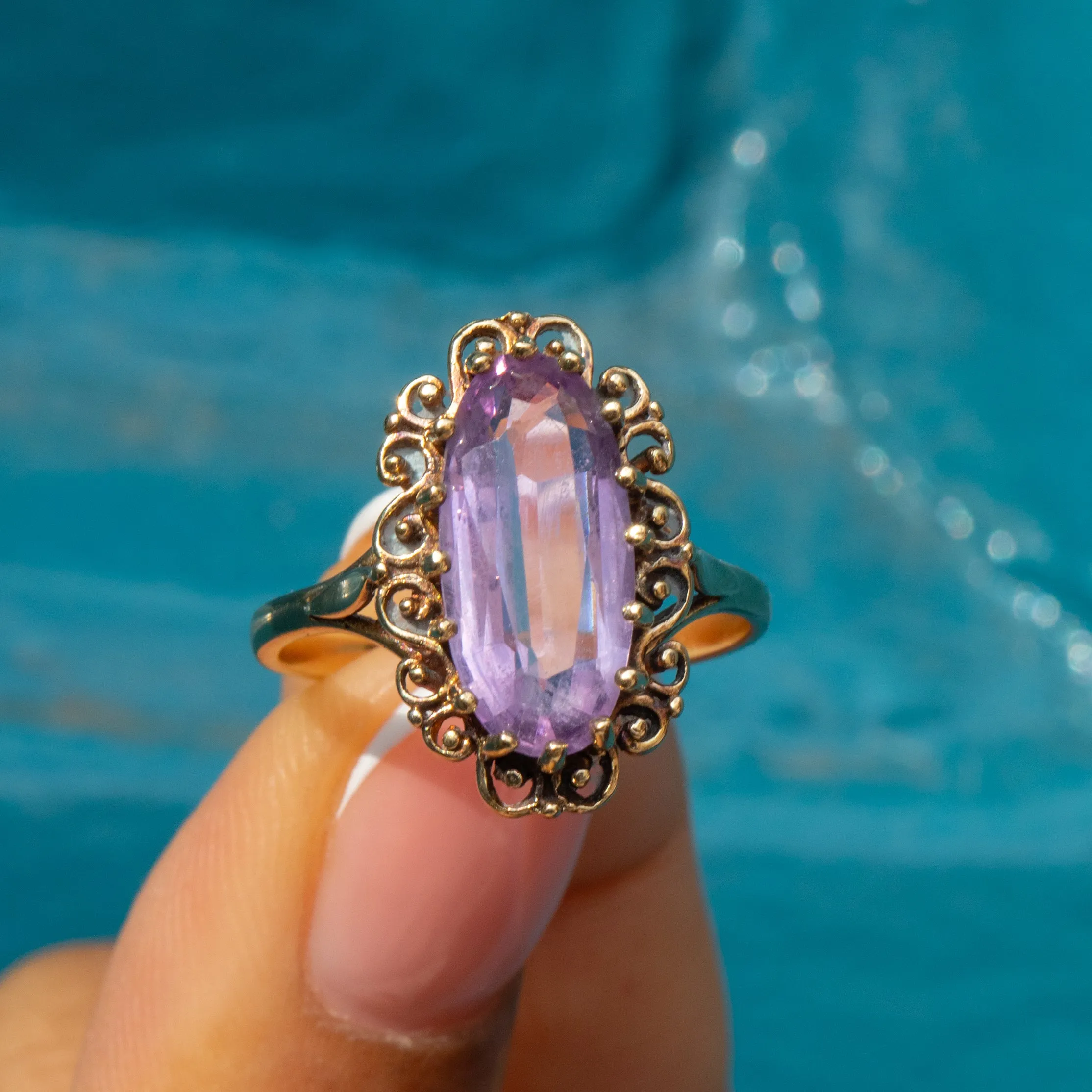 Antique 9ct Gold Amethyst Cocktail Ring, 1.08ct.