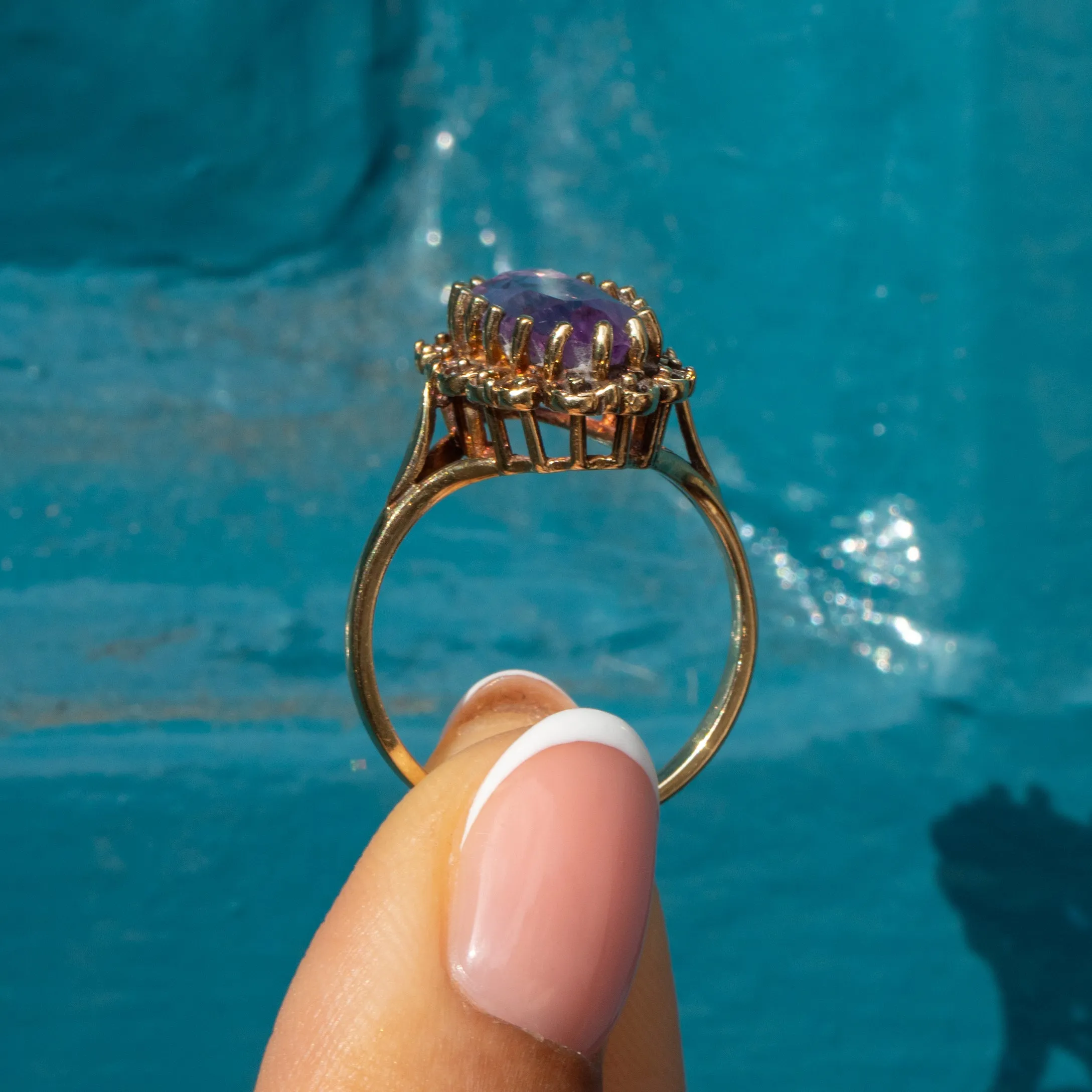 Antique 9ct Gold Amethyst Cocktail Ring, 1.08ct.