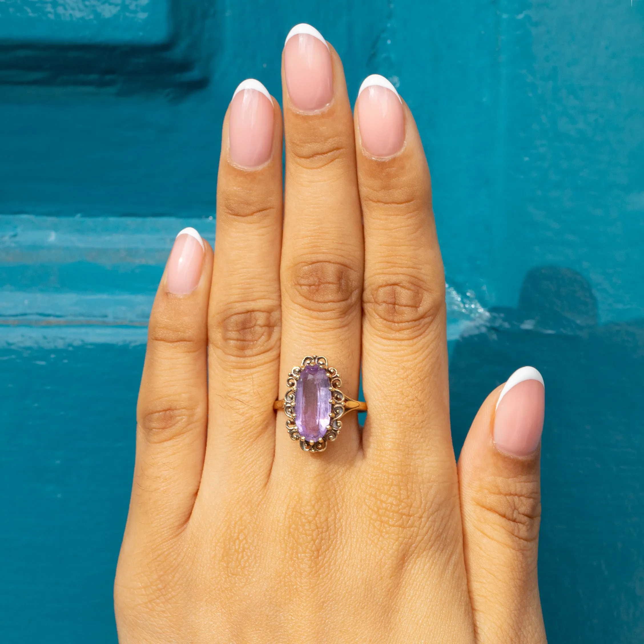 Antique 9ct Gold Amethyst Cocktail Ring, 1.08ct.