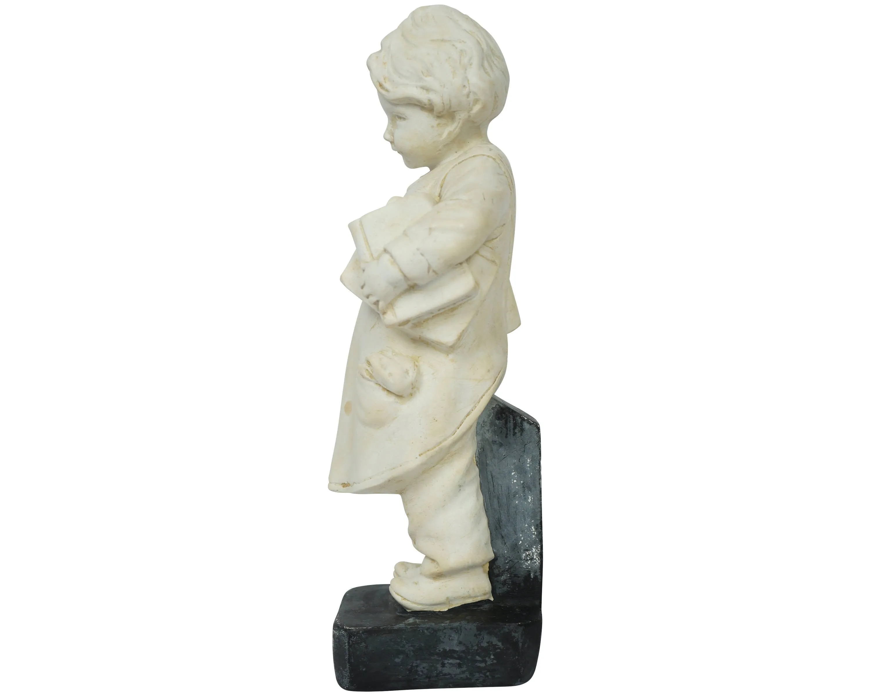 Antique Bookend Boy with Books Chalkware Figurine 11.25