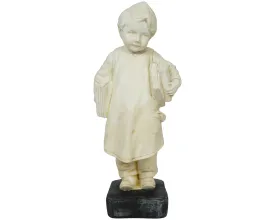 Antique Bookend Boy with Books Chalkware Figurine 11.25