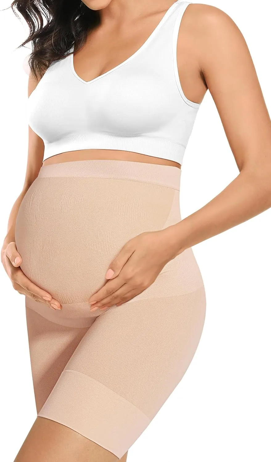 Baby Bump Premium Maternity Shapewear, High Waisted Mid-Thigh Pregnancy Underwear Prevent Chaffing Soft Adominal Support