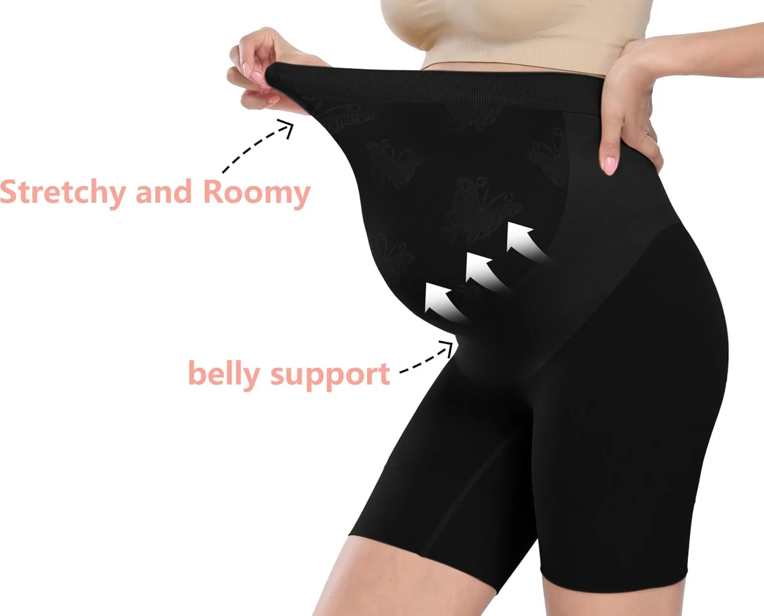 Baby Bump Premium Maternity Shapewear, High Waisted Mid-Thigh Pregnancy Underwear Prevent Chaffing Soft Adominal Support