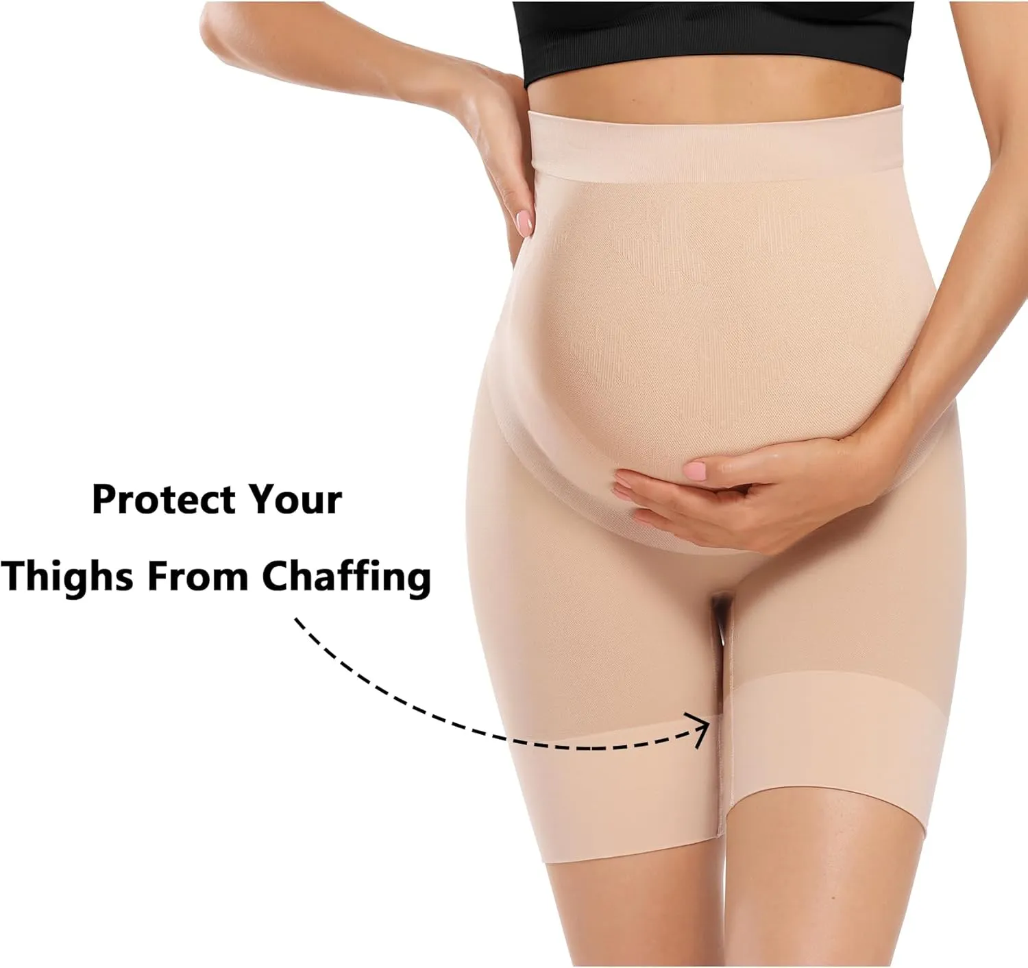 Baby Bump Premium Maternity Shapewear, High Waisted Mid-Thigh Pregnancy Underwear Prevent Chaffing Soft Adominal Support