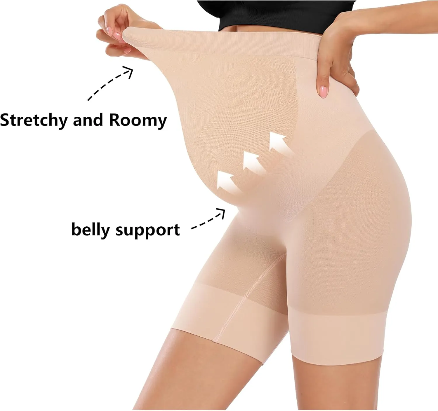 Baby Bump Premium Maternity Shapewear, High Waisted Mid-Thigh Pregnancy Underwear Prevent Chaffing Soft Adominal Support