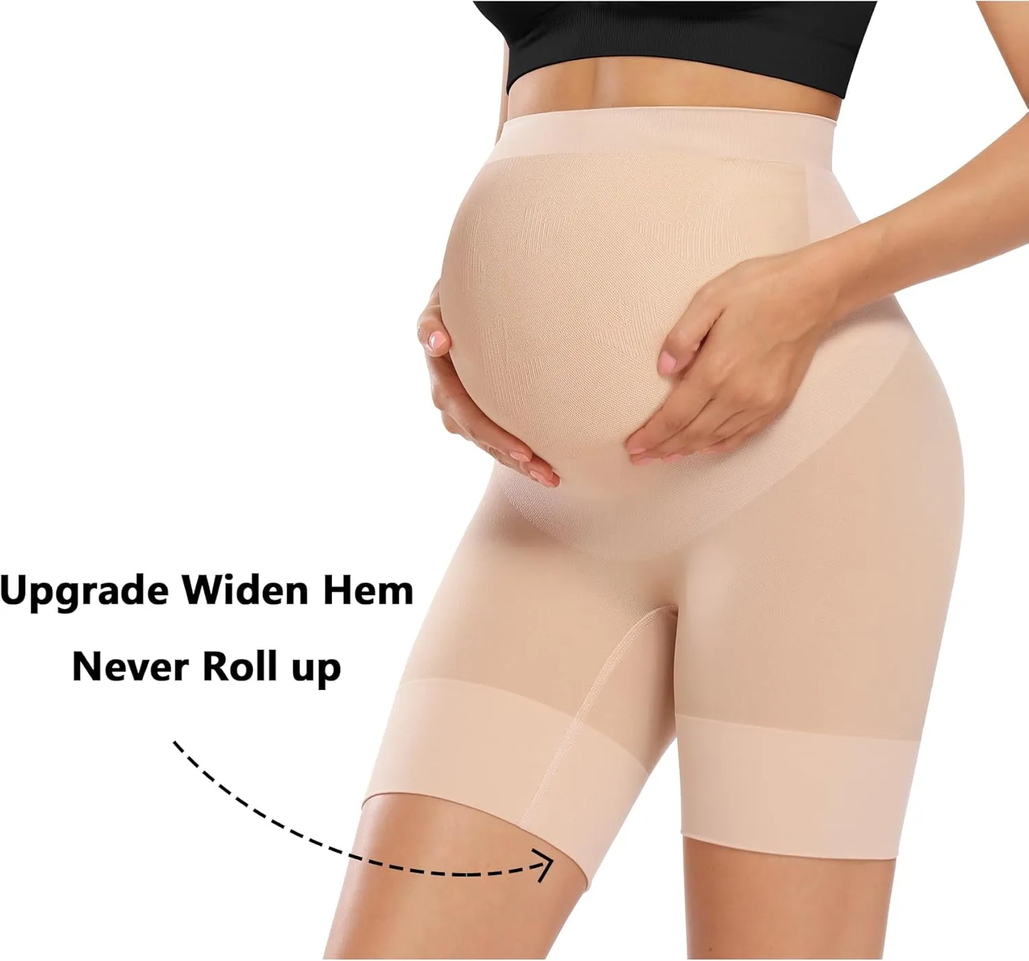 Baby Bump Premium Maternity Shapewear, High Waisted Mid-Thigh Pregnancy Underwear Prevent Chaffing Soft Adominal Support