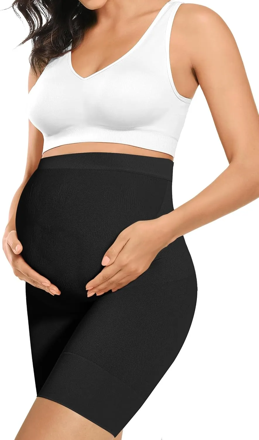 Baby Bump Premium Maternity Shapewear, High Waisted Mid-Thigh Pregnancy Underwear Prevent Chaffing Soft Adominal Support