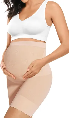 Baby Bump Premium Maternity Shapewear, High Waisted Mid-Thigh Pregnancy Underwear Prevent Chaffing Soft Adominal Support