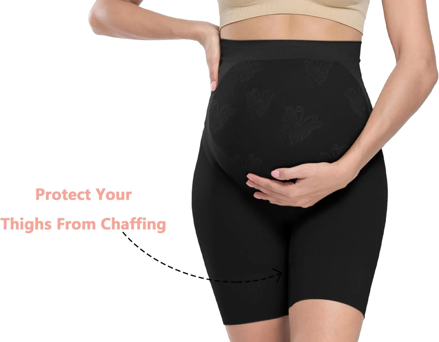 Baby Bump Premium Maternity Shapewear, High Waisted Mid-Thigh Pregnancy Underwear Prevent Chaffing Soft Adominal Support