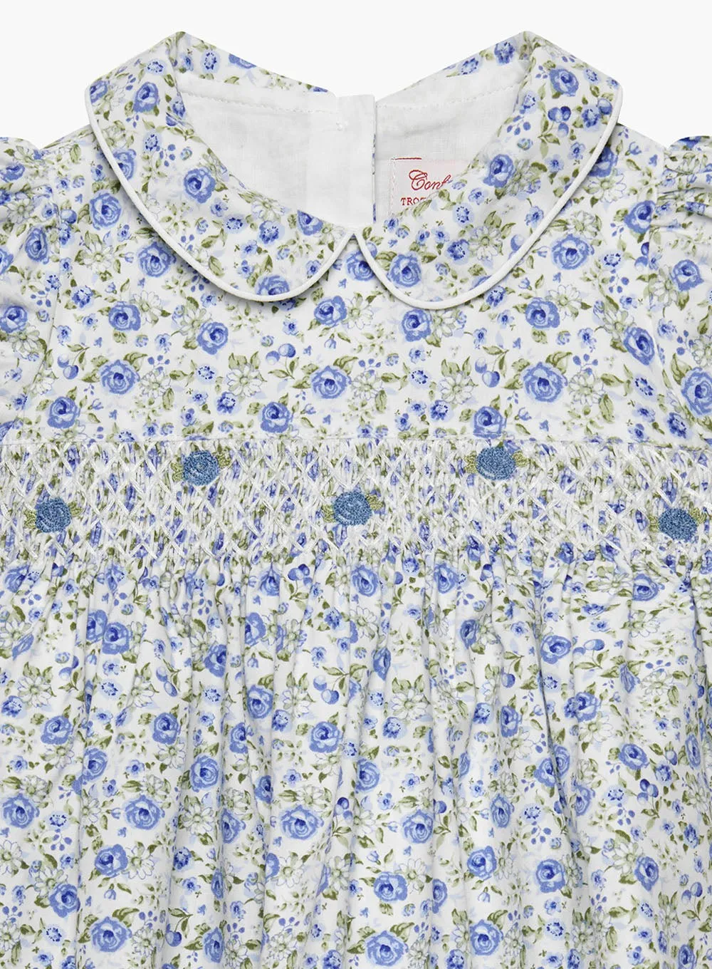 Baby Catherine Smocked Dress in Blue Rose