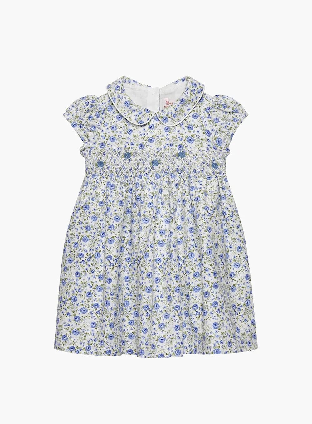 Baby Catherine Smocked Dress in Blue Rose