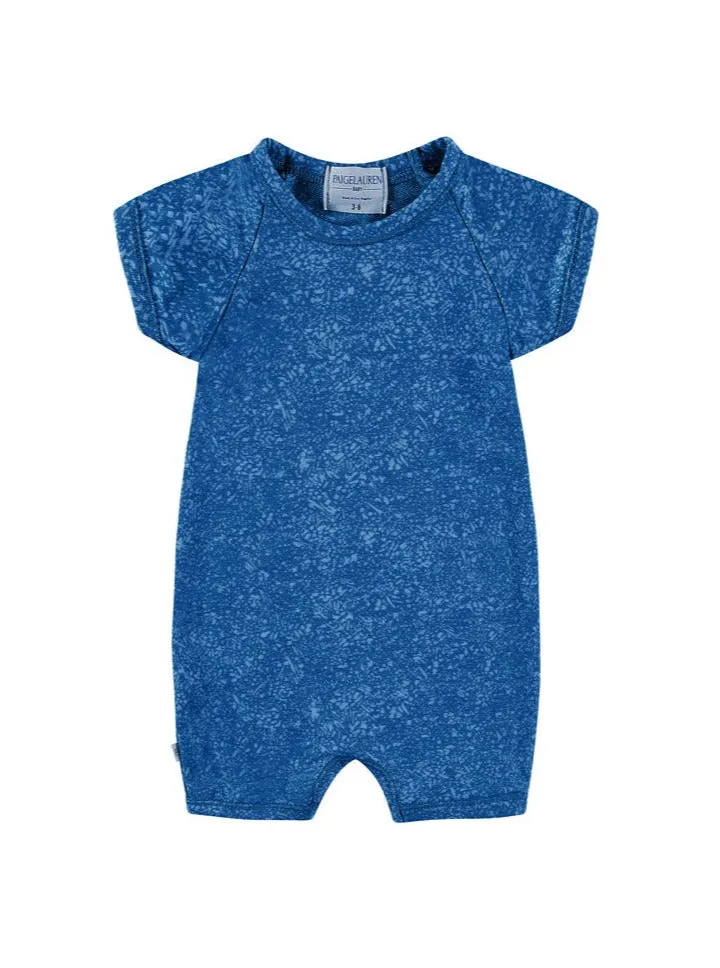 Baby French Terry Burnout Raglan Romper - Bright Blue