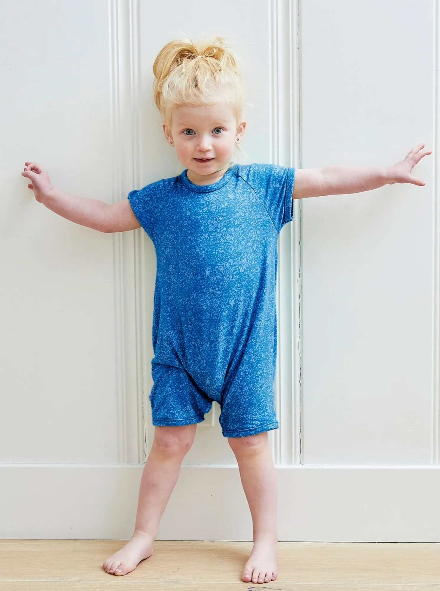 Baby French Terry Burnout Raglan Romper - Bright Blue