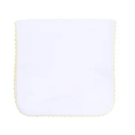 Baby Joy Burp Cloth with Yellow Crochet Trim